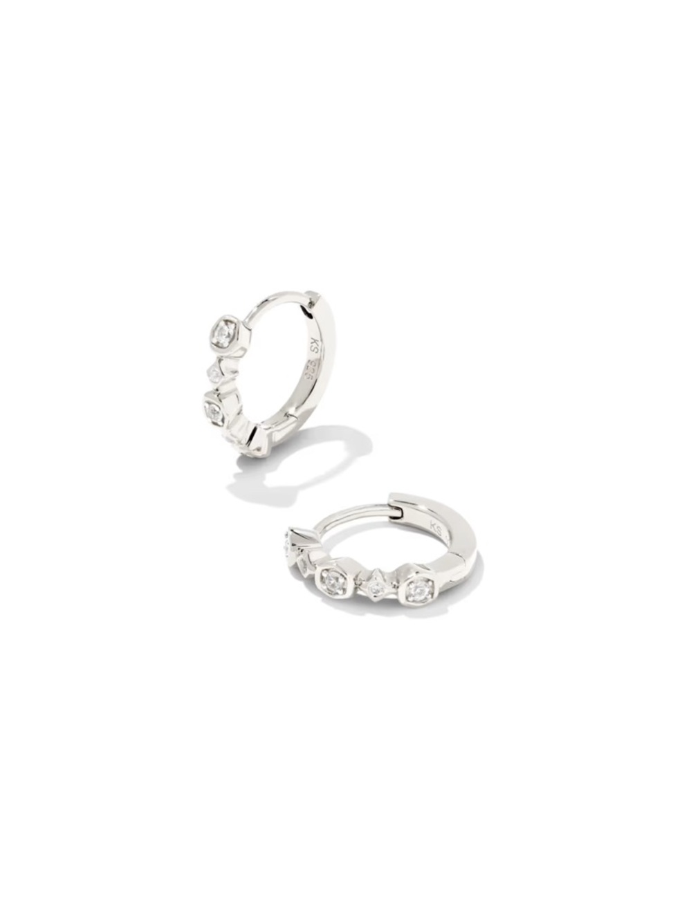 Kendra Scott Davie Sterling Silver Trio Huggie Earrings in White Sapphire